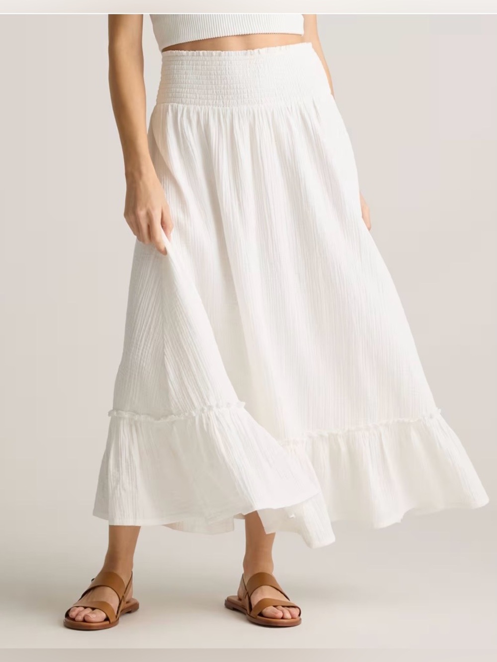 NWT Quince White Maxi Skirt 100% Organic Cotton Size Large